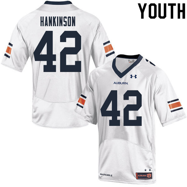 Youth Auburn Tigers #42 Crimmins Hankinson White 2020 College Stitched Football Jersey